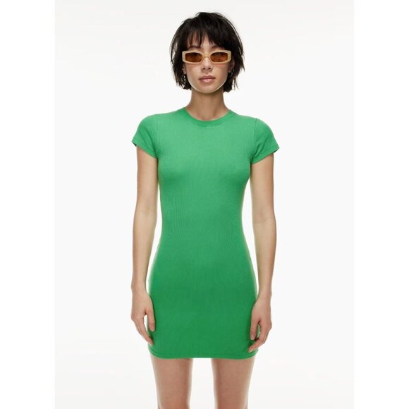 NWT Aritzia WILFRED FREE Go-To Grey Ribbed Jersey Mini T-Shirt Dress, Size M - Picture 10 of 13